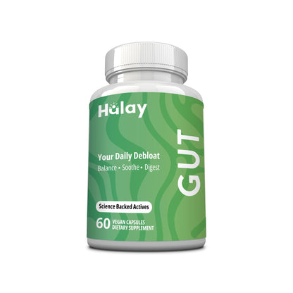 3-in-1 Gut Health Supplement - Debloat Pills - Gas and Bloating - Lactase, Protease, Amylase and Lipase Digestive Enzymes - Peppermint, Turmeric and Psyllium Husk Capsules