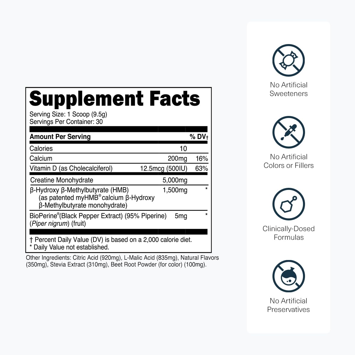 Transparent Labs Creatine HMB - Creatine Monohydrate Powder with HMB for Muscle Growth, Increased Strength, Enhanced Energy Output, and Improved Athletic Performance