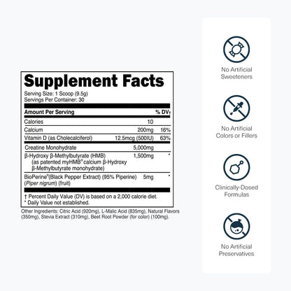 Transparent Labs Creatine HMB - Creatine Monohydrate Powder with HMB for Muscle Growth, Increased Strength, Enhanced Energy Output, and Improved Athletic Performance