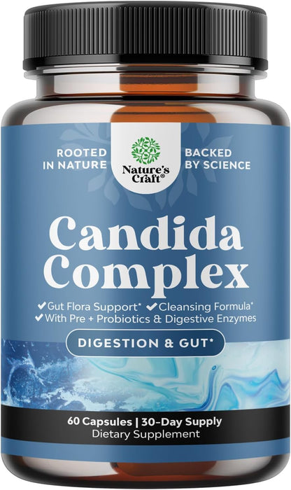 Candida Cleanse Detox for Women - Anti Overgrowth Gut Detox for Women with Caprylic Acid Black Walnut Wormwood and Oregano - Full Body Cleanse