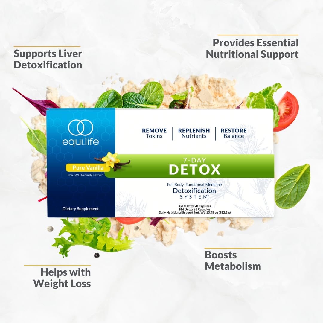 Equilife Dr. Cabral Detox, 7 Day Cleanse System, Plant Based Protein, Vitamins & Minerals, Supports Liver Detox, Promotes Healthy & Full Body Balance