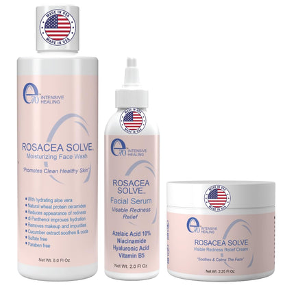 Rosacea Treatment Skincare for Women & Men - Face Wash, Rosacea Cream & Face Serum, Moisturizer Redness Reducing Skin Care with Aloe Vera,