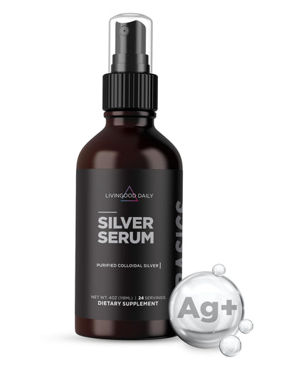 Livingood Daily Colloidal Silver Liquid Spray, Purified Silver with Deionized Water for Daily Wellness Support, Oral Hygiene, Skin Care, Throat & Sinus Health, Vegan