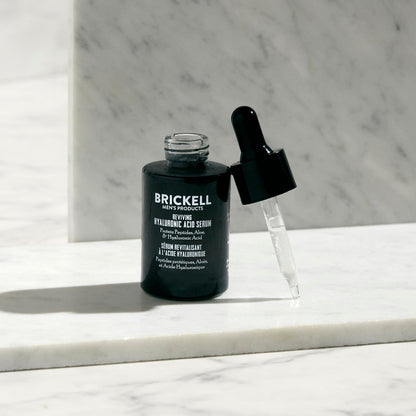 Brickell Men's Anti Aging Hyaluronic Acid Serum for Face, Reviving Day Serum for Men, Facial Serum With Hyaluronic Acid,