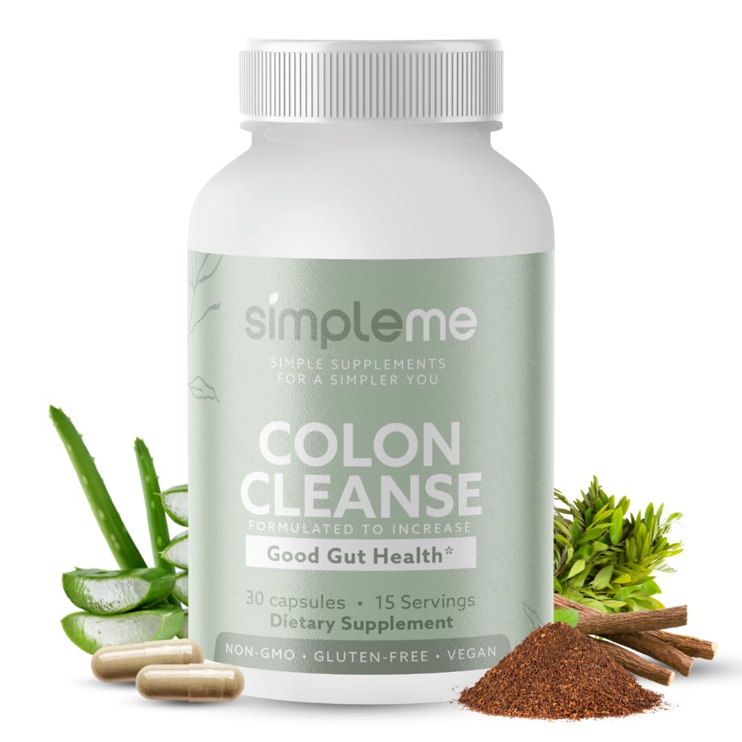 SIMPLEME Colon Cleanse Detox, Natural Constipation Relief for Adults, Fast Bloating Relief Colon Cleanser for Women & Men, 30-Day Gut Support