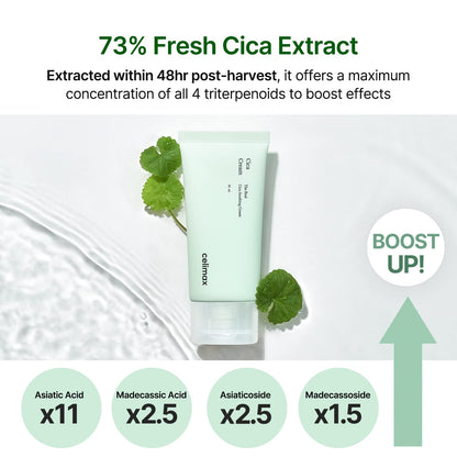 celimax The Real Cica Soothing Cream | with Fresh Cica Extract, Oil Free, Hydrating, Moisturizing, Calming, Dry Oily Combination Sensitive Skin,
