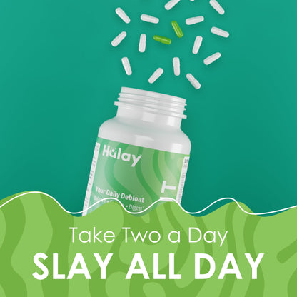 3-in-1 Gut Health Supplement - Debloat Pills - Gas and Bloating - Lactase, Protease, Amylase and Lipase Digestive Enzymes - Peppermint, Turmeric and Psyllium Husk Capsules