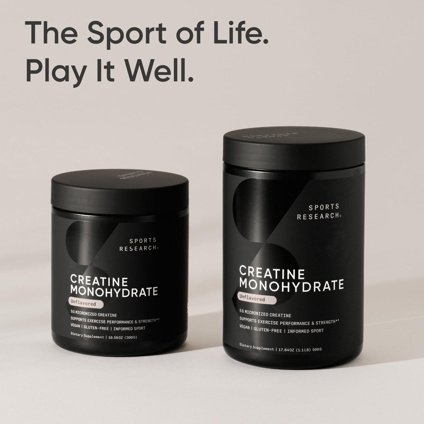 Sports Research Creatine Monohydrate - Gain Lean Muscle, Improve Performance and Strength and Support Workout Recovery - 5 g Micronized Creatine - 10.58 oz