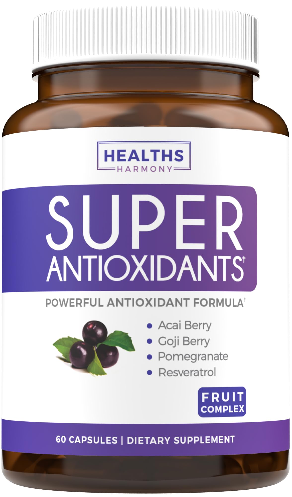 Super Antioxidants Supplement for Women & Men - High Potency Herbal & Fruit Blend with Acai, Goji, Pomegranate, Elderberry & Resveratrol for Skin Care & Immune Support