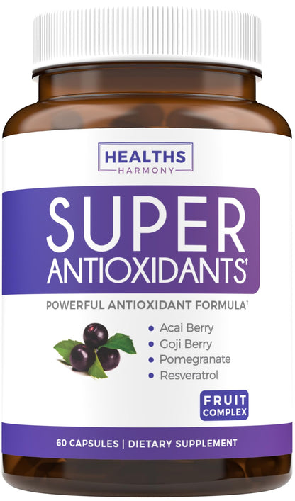 Super Antioxidants Supplement for Women & Men - High Potency Herbal & Fruit Blend with Acai, Goji, Pomegranate, Elderberry & Resveratrol for Skin Care & Immune Support