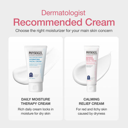 PHYSIOGEL Calming Relief Redness Relieving Facial Cream, Soothing Face Moisturizer with Squalane, For Dry, Irritated & Redness-Prone Skin, 3.4 fl. oz.