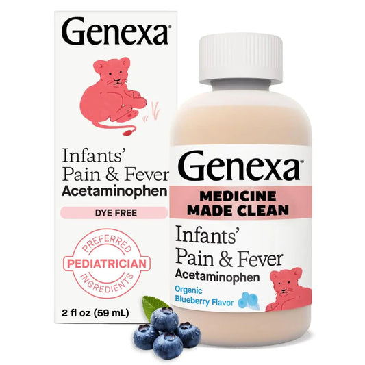Genexa Infants' Clean Acetaminophen | Pediatrician Preferred Ingredients | Pain Reliever & Fever Reducer for Babies | Dye Free, 0% Artificial Additives | Delicious Organic Blueberry Flavor, 2 fl oz GenexaBuy Supplements Australia
