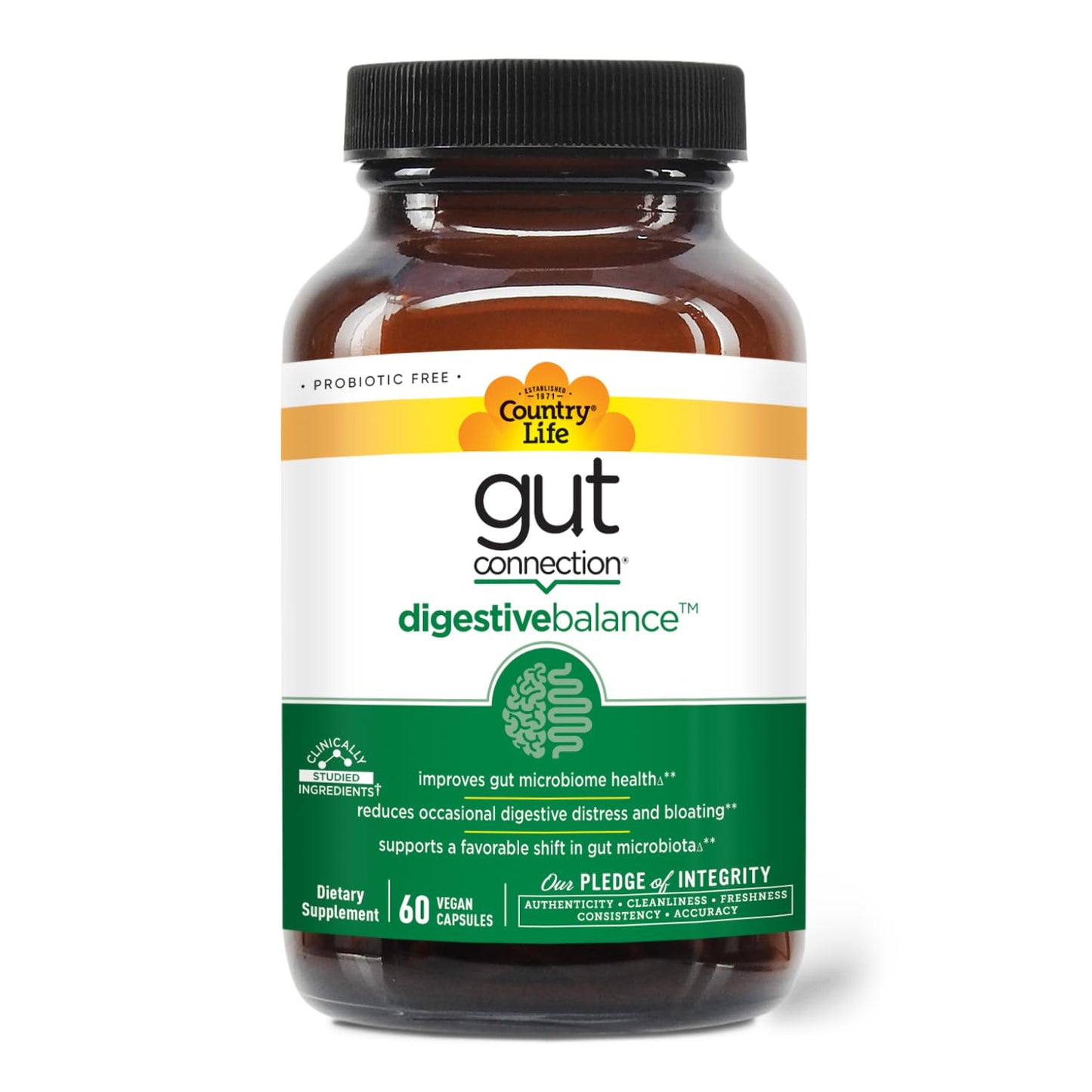 Country Life Gut Connection Digestive Balance – Prebiotic & Digestive Enzyme Supplement for Gut Health, Bloating Relief, and Improved Bowel Movements
