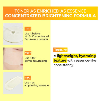 numbuzin No.5 Vitamin Boosting Essential Toner, Radiance-Boosting Vitamin Toner for Uneven & Dull Skin, Glutathione, Vitamin C, Niacinamide