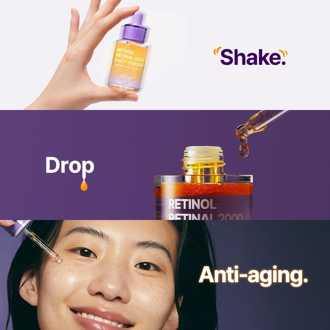 PURITO Retinol 0.1% + Retinal 0.1% Anti-Aging Facial Serum | for Wrinkles, Fine Lines & Firmer Skin | Dual Retinoids with NAD+, Improve Elasticity & Skin Texture