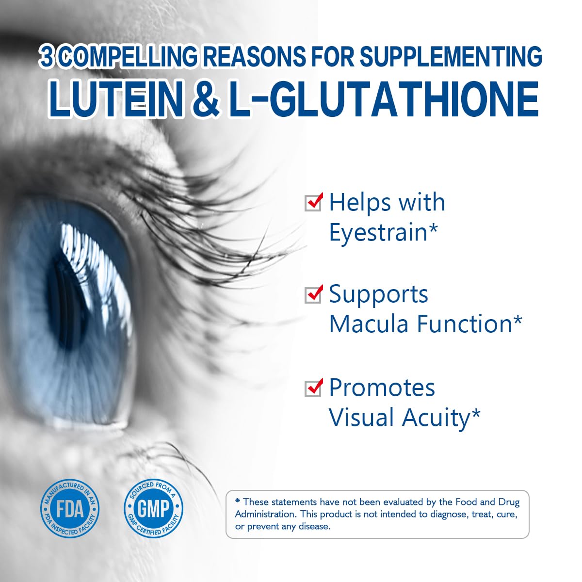 RoyaVita Lutein & L-Glutathione Softgel, Zeaxanthin Supplement with Vitamin C, Vitamin E, Supports Vision Health Care,