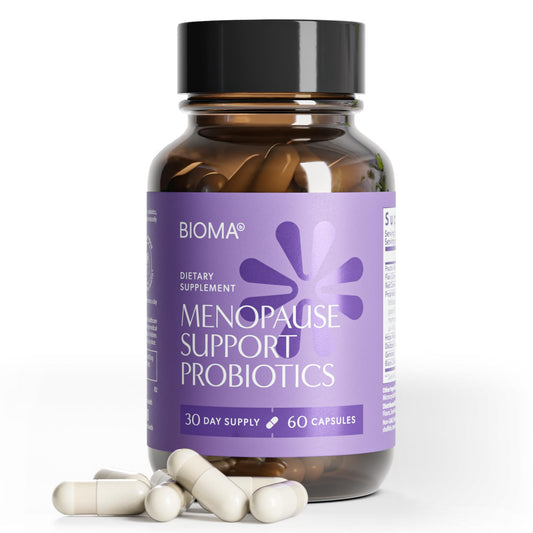 BIOMA Menopause Support Probiotics for Women - Hormone Free Hot Flash & Night Sweat Relief - Gut-Hormone Balance with Phytoestrogens,