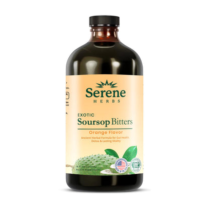 Serene Herbs Soursop Bitters Liquid – Organic Herbal Sour SOP Guanabana with Black Seed, Moringa, Irish Moss & Ginger – Gut Support,