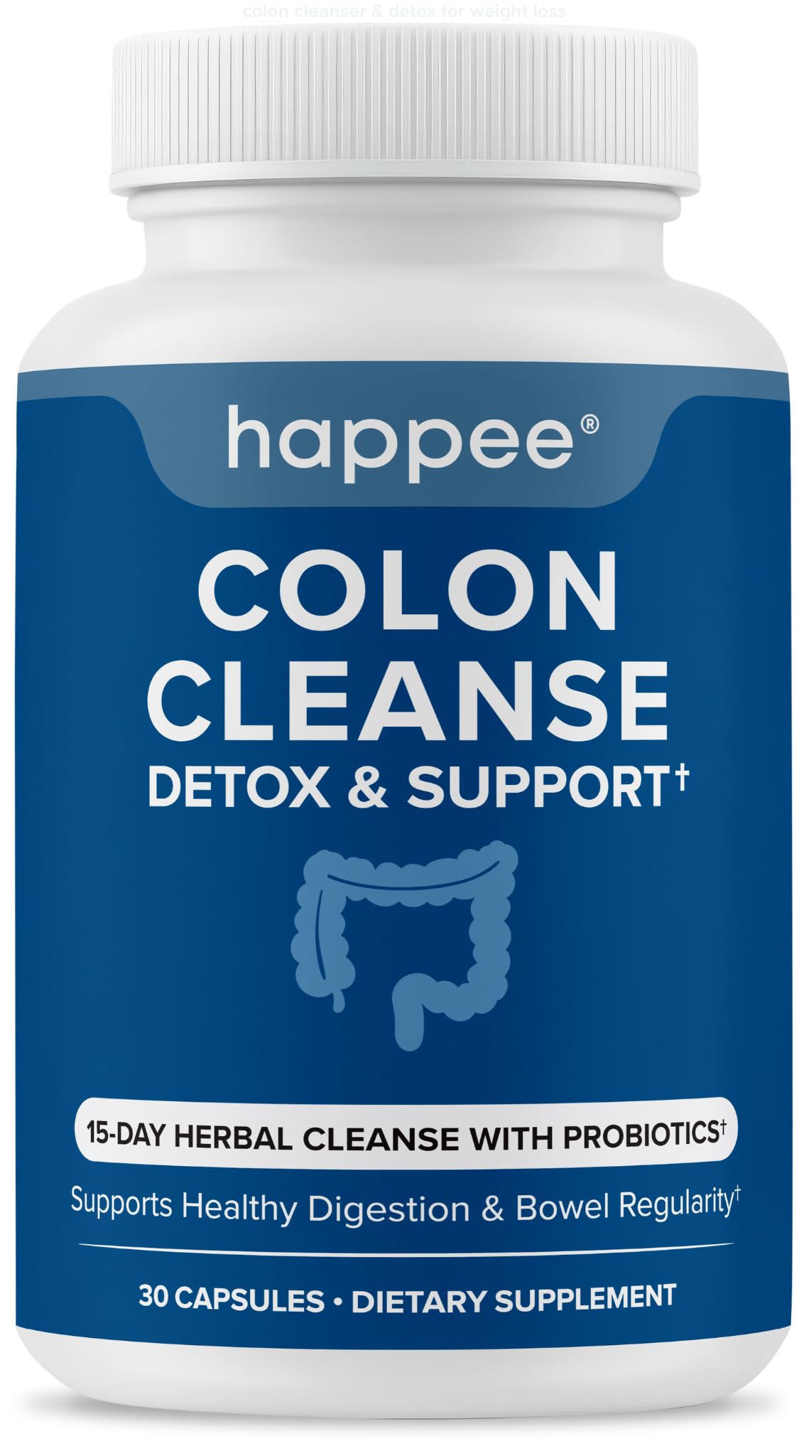 Happee Colon Cleanser & Detox for Weight Loss & GLP Support - 15 Day Colon Cleanse Pills & Gut Support Probiotics Women Men