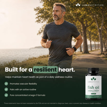 Luma Nutrition Omega 3 Fish Oil Supplement - Extra Strength 2500mg Per Serving - 2000mg EPA & DHA Per Serving