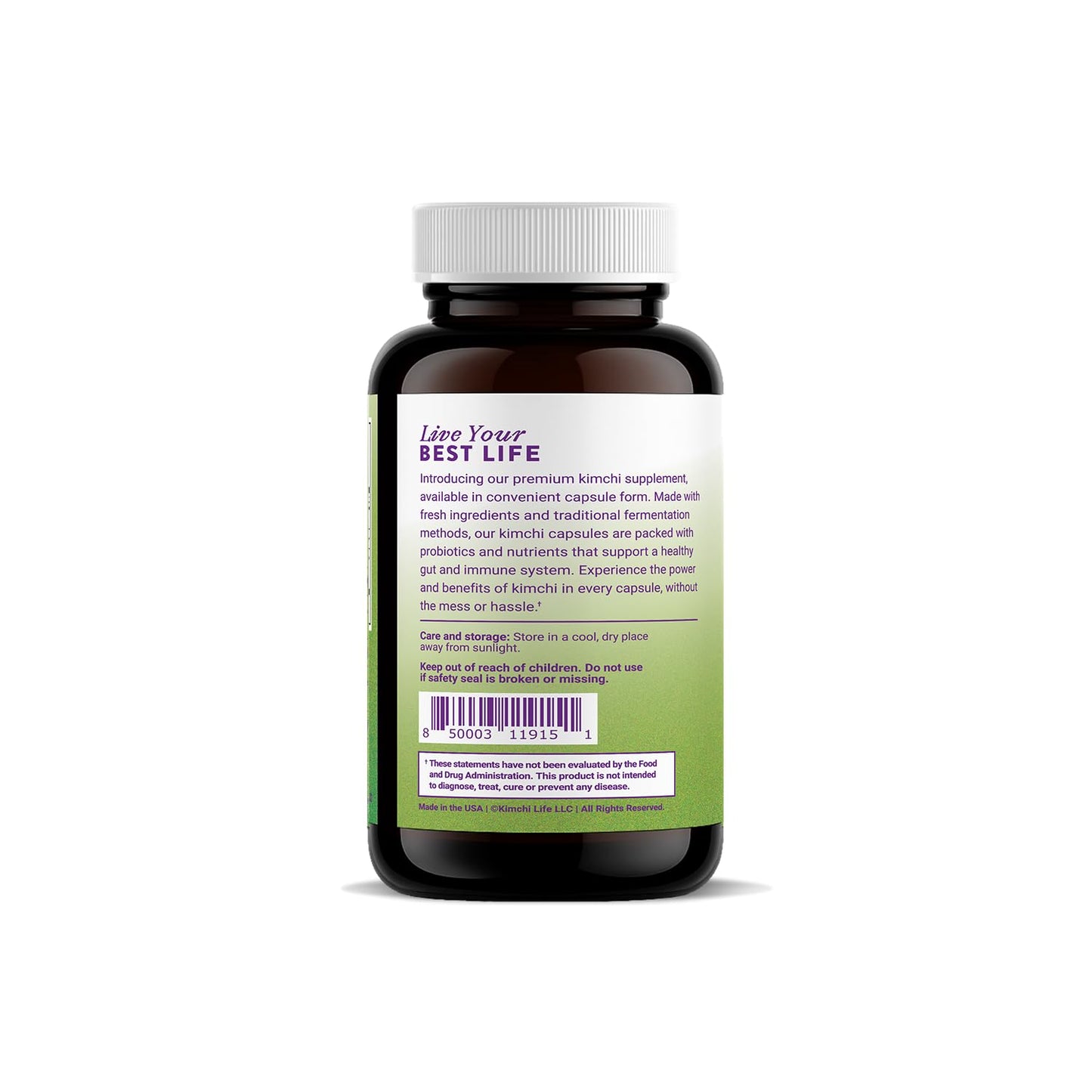 Kimchi Life – Daily Capsules of Premium Fermented Kimchi - Vegan & Natural Nutritional Supplement - Probiotics for Gut Health & Immune Support