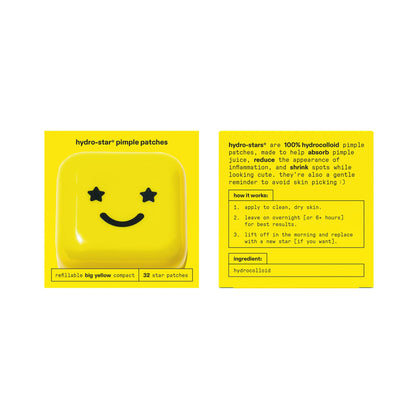 Starface Hydro-Star Pimple Patches + Big Yellow Compact, Clinically Proven Spot Shrinking in 6 Hours, Absorb Fluid and Reduce Redness, Hydrocolloid, Vegan and Cruelty-Free Skincare (32 Count) Starface WorldBuy Supplements Australia
