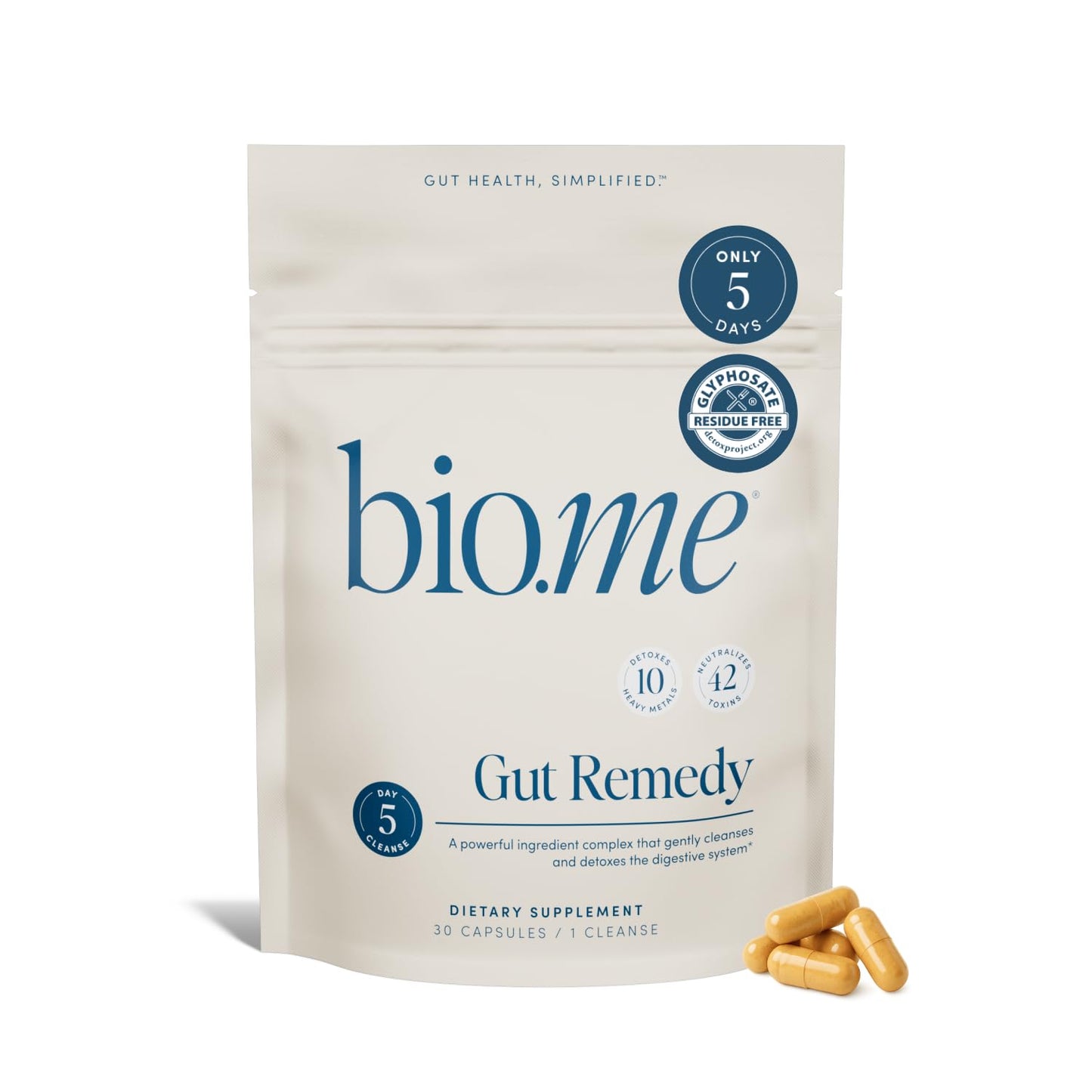 Biome Gut Remedy Capsules (5 Day Cleanse, 1 Round, 30 Capsules) Gut Reset with Magnesium Citrate, Berberine, Immunolin, L-Glutamine - Reset Digestive System