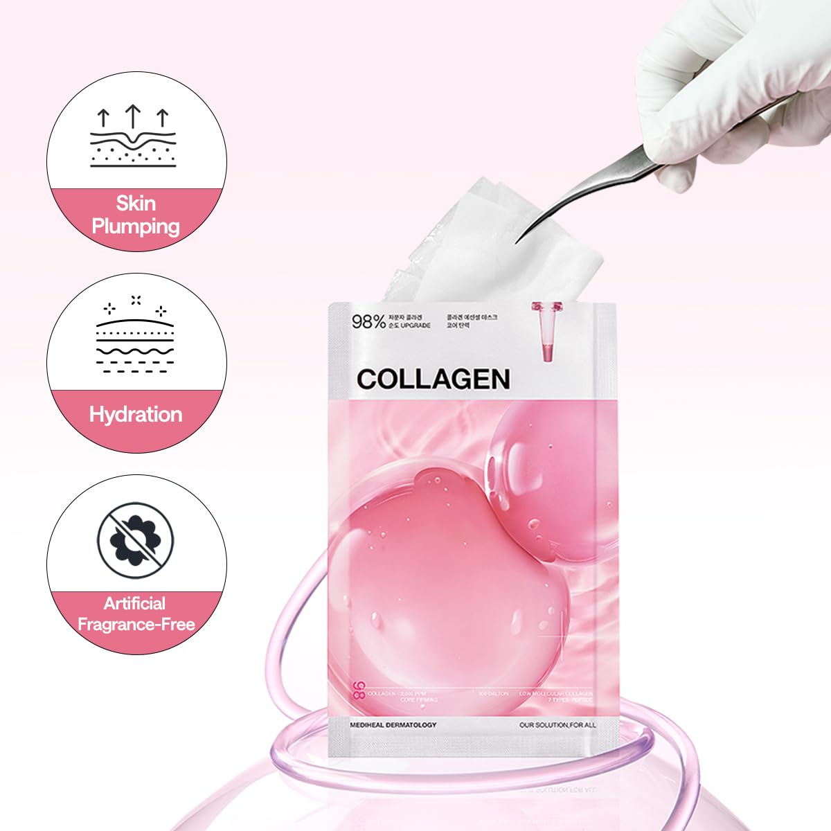 MEDIHEAL Essential Face Mask [Skin Firming] 10 pcs. for Plumping Hydration, Glass Skin & Skin Nourishment - Travel Essentials, Korean Beauty Sheet Mask