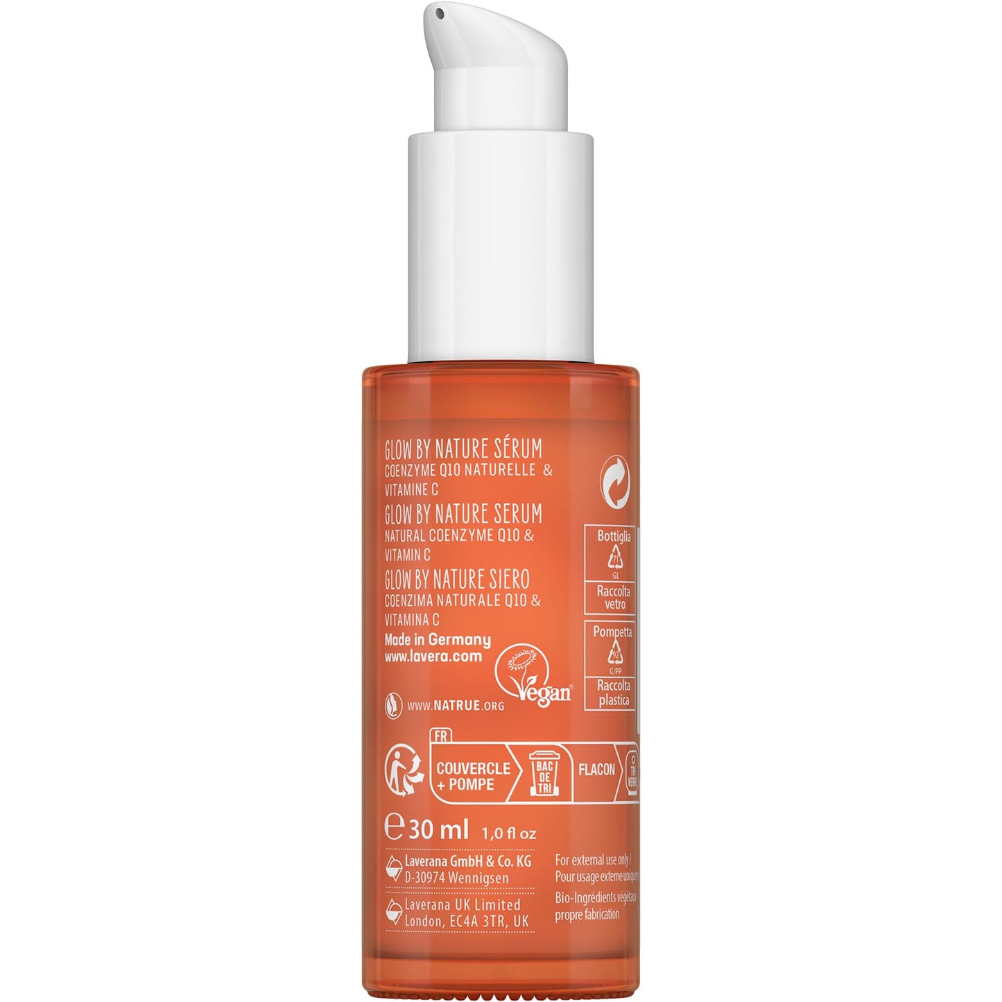 lavera Glow by Nature Serum - Face Serum with Q10 & Vitamin C for a Radiant Complexion - Moisturizing Facial Serum - Anti Wrinkle - PETA Certified