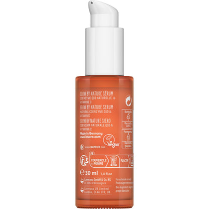 lavera Glow by Nature Serum - Face Serum with Q10 & Vitamin C for a Radiant Complexion - Moisturizing Facial Serum - Anti Wrinkle - PETA Certified