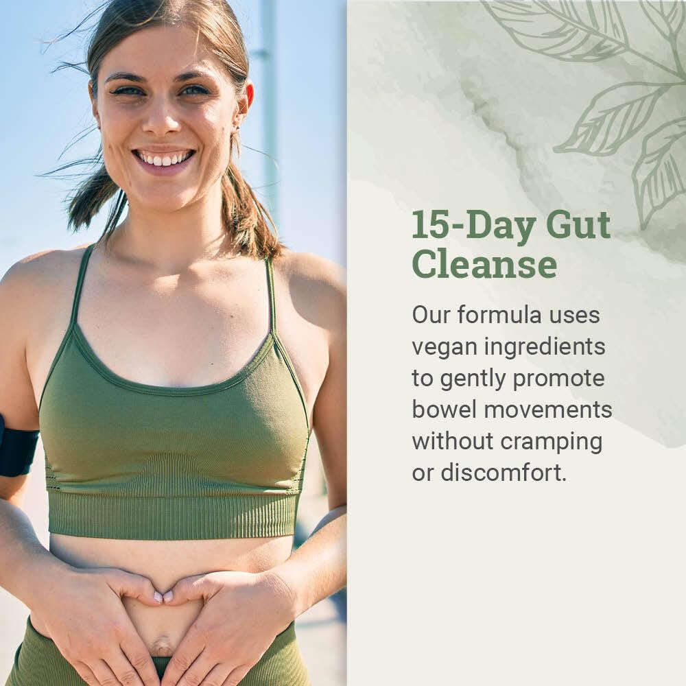 15 Day Gut Cleanse Detox For Women and Men - Vegan, Non-GMO Ingredients For Waist Loss and Constipation Relief With A 15 Day Cleanse Gut Support Without Cramping,