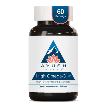 Ayush Herbs High Omega 3 - Omega 3 Fish Oil, 1000mg Per Capsule, EPA & DHA Fish Oil Supplement for Women & Men,