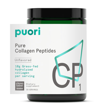 Puori Pure Collagen Peptides Powder, Unflavored - 10g of Grass-Fed Hydrolyzed Bovine Collagen Supports Skin Health, Hair & Nail Strength,