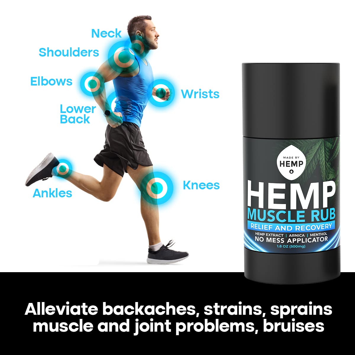 Hemp Roll On Post Workout Muscle Relief Stick for Muscles and Joints Natural Blend with Arnica, Menthol, Ginger Non Greasy Balm Cooling Soothing Support Formula Made by Hemp 1.8oz MADE BY HEMP Co.Buy Supplements Australia