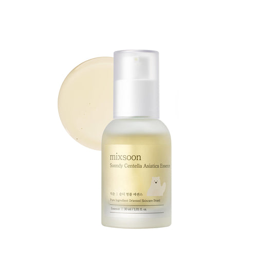mixsoon Soondy Centella Asiatica Essence-Soothing and Calming for Face, Jeju Island Cica Extracts and Hydrating Formula for Balanced Skin 30ml