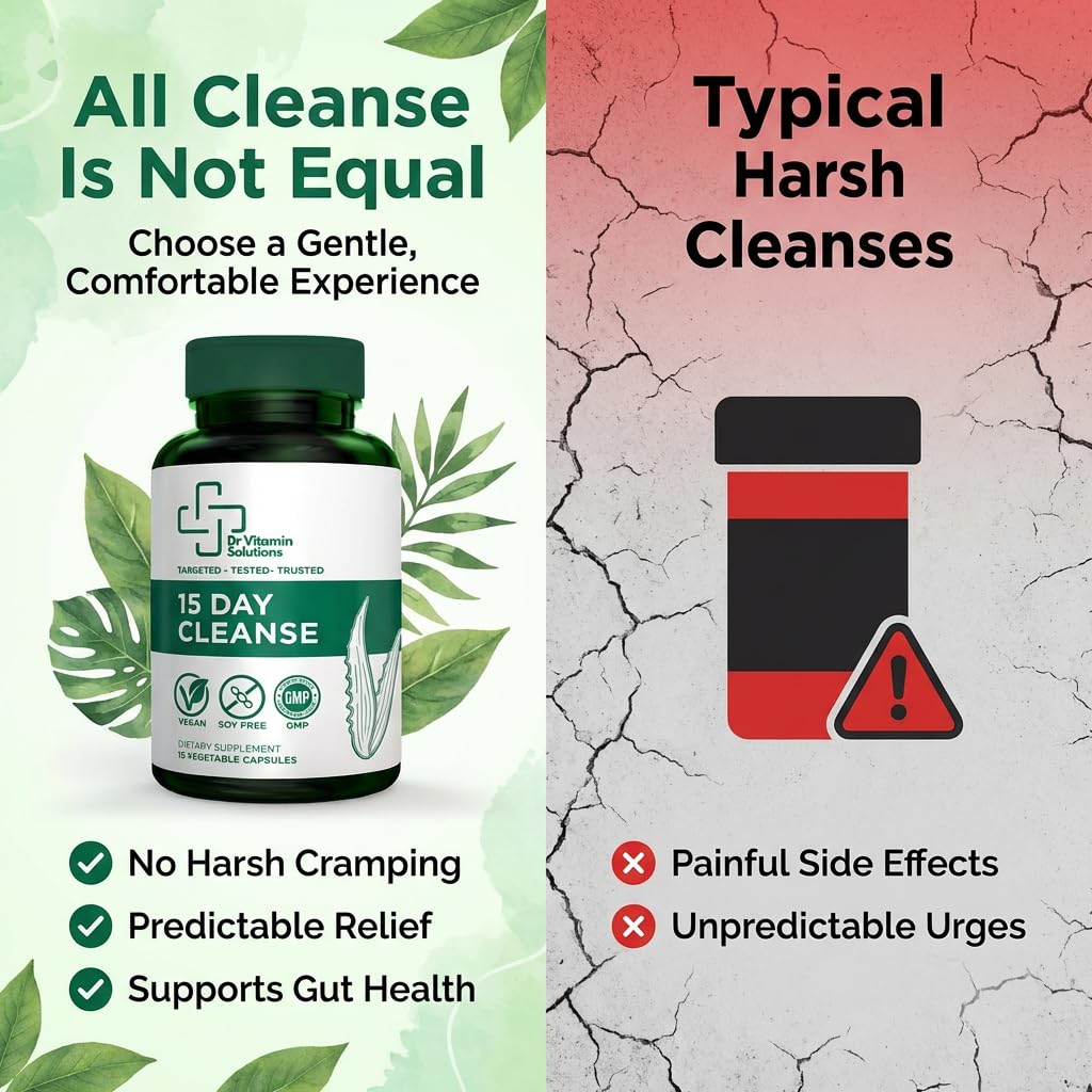 15 Day Colon Cleanse & Detox for Women and Men, Gut Cleanse with Senna, Aloe Vera, Psyllium Husk & Probiotics, Bloating, Constipation Relief, Gentle, Vegan,