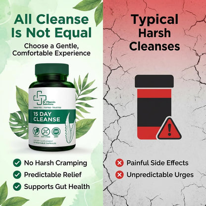 15 Day Colon Cleanse & Detox for Women and Men, Gut Cleanse with Senna, Aloe Vera, Psyllium Husk & Probiotics, Bloating, Constipation Relief, Gentle, Vegan,