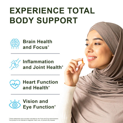 Noor Vitamins Halal Fish Oil, Halal Vitamins, Ultra Omega 3 Wild Peruvian Fish (800 mg EPA & 400 mg DHA) Heart