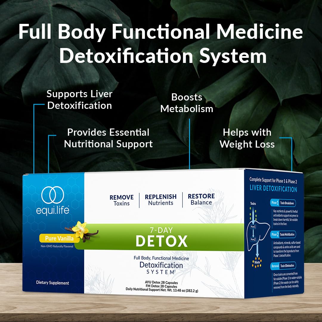 Equilife Dr. Cabral Detox, 7 Day Cleanse System, Plant Based Protein, Vitamins & Minerals, Supports Liver Detox, Promotes Healthy & Full Body Balance