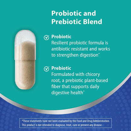 Florastor Advanced Pro+Pre Daily Probiotic and Prebiotic Supplement for Women and Men, Boosts Good Bacteria, Saccharomyces Boulardii