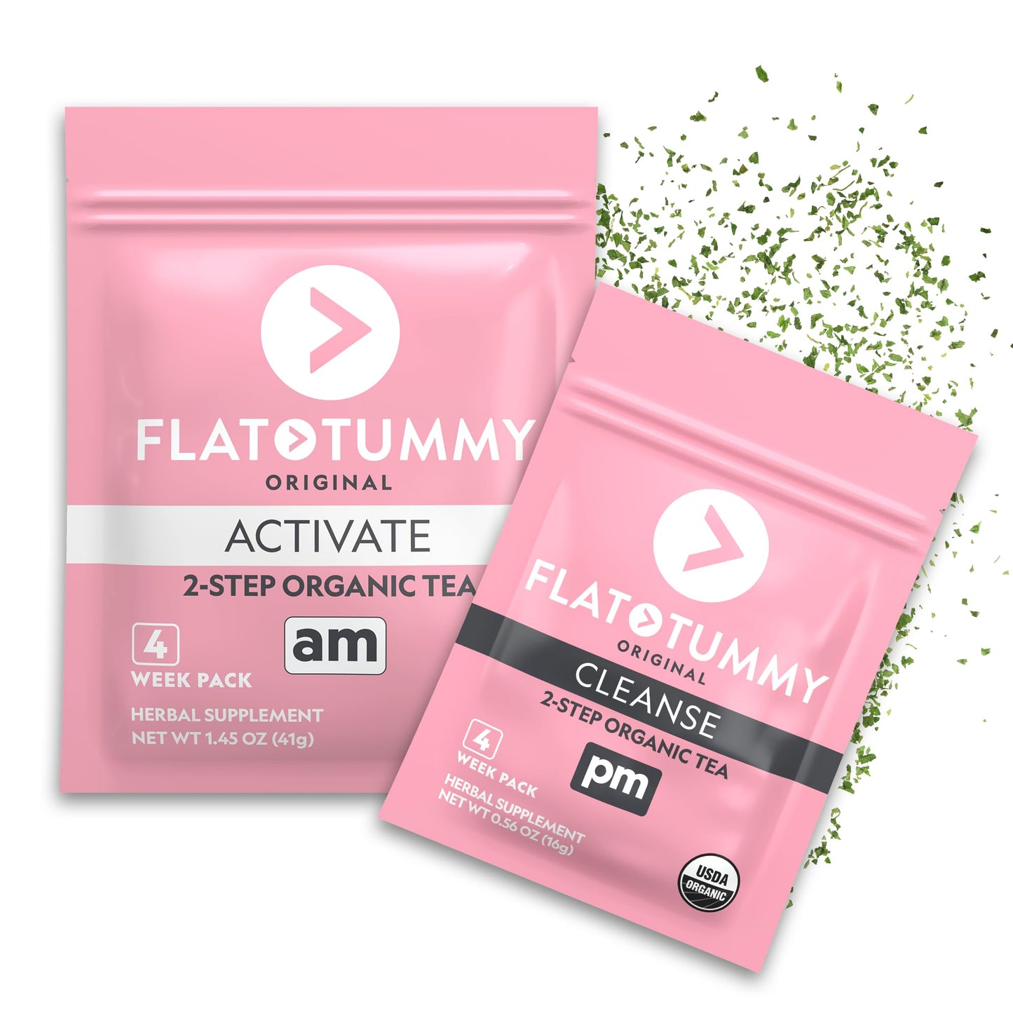 Flat Tummy Tea – 2-step, 4 Week Program – Detox Tea to Boost Energy & Reduce Bloating* - All Natural Detox Cleanse w/ Green Tea, Lemon Balm, Dandelion