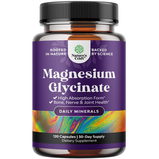 Pure Magnesium Glycinate Supplement 500mg - Magnesium for Sleep and Rest Capsules for Men & Women - Unflavored Vegan High Absorption Pills for Relaxation Support - 120 Count Natures CraftBuy Supplements Australia