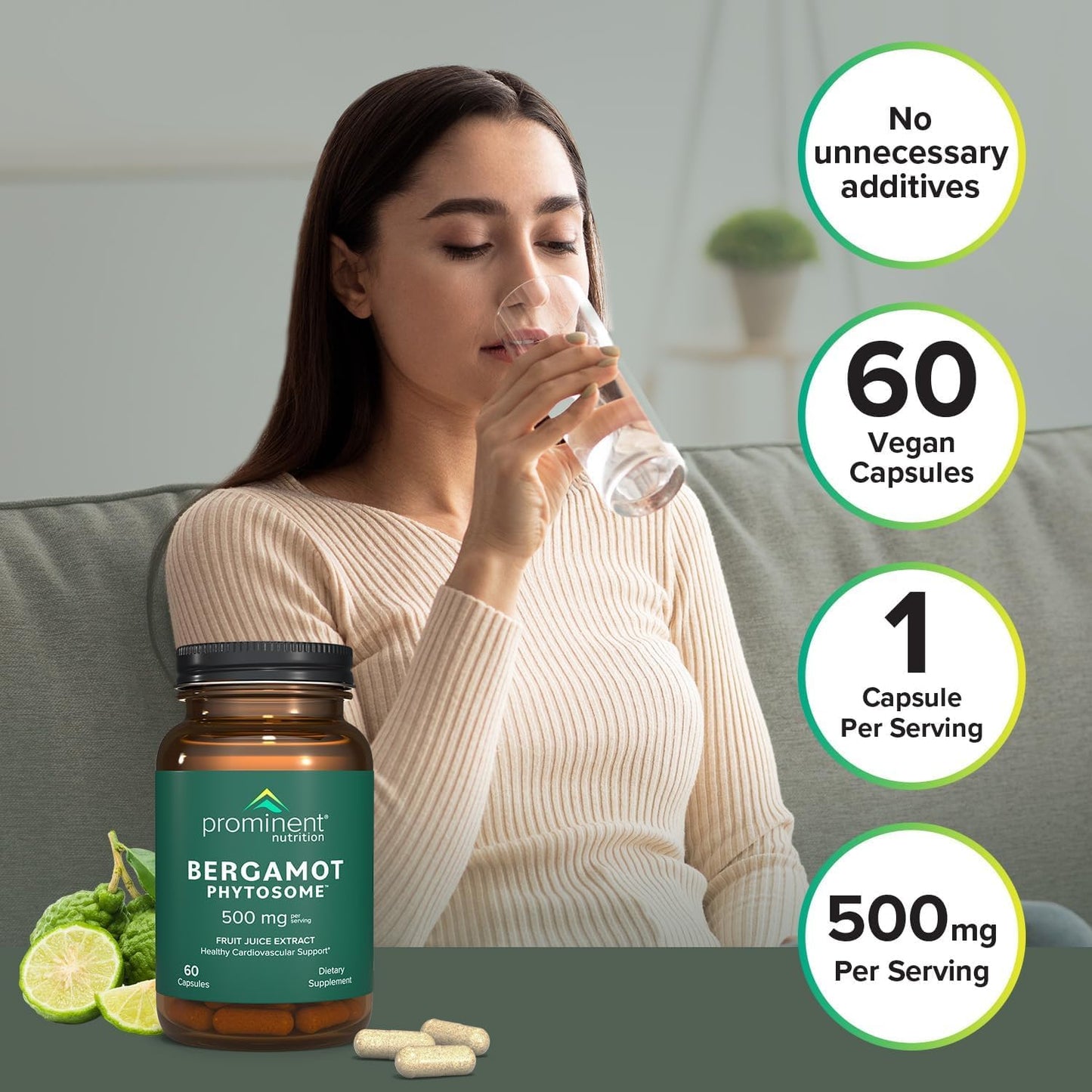 Prominent Nutrition Bergamot Phytosome, Clinically Researched Vazguard Citrus Bergamot Extract for Cholesterol and Heart Health Support, Enhanced-Absorption
