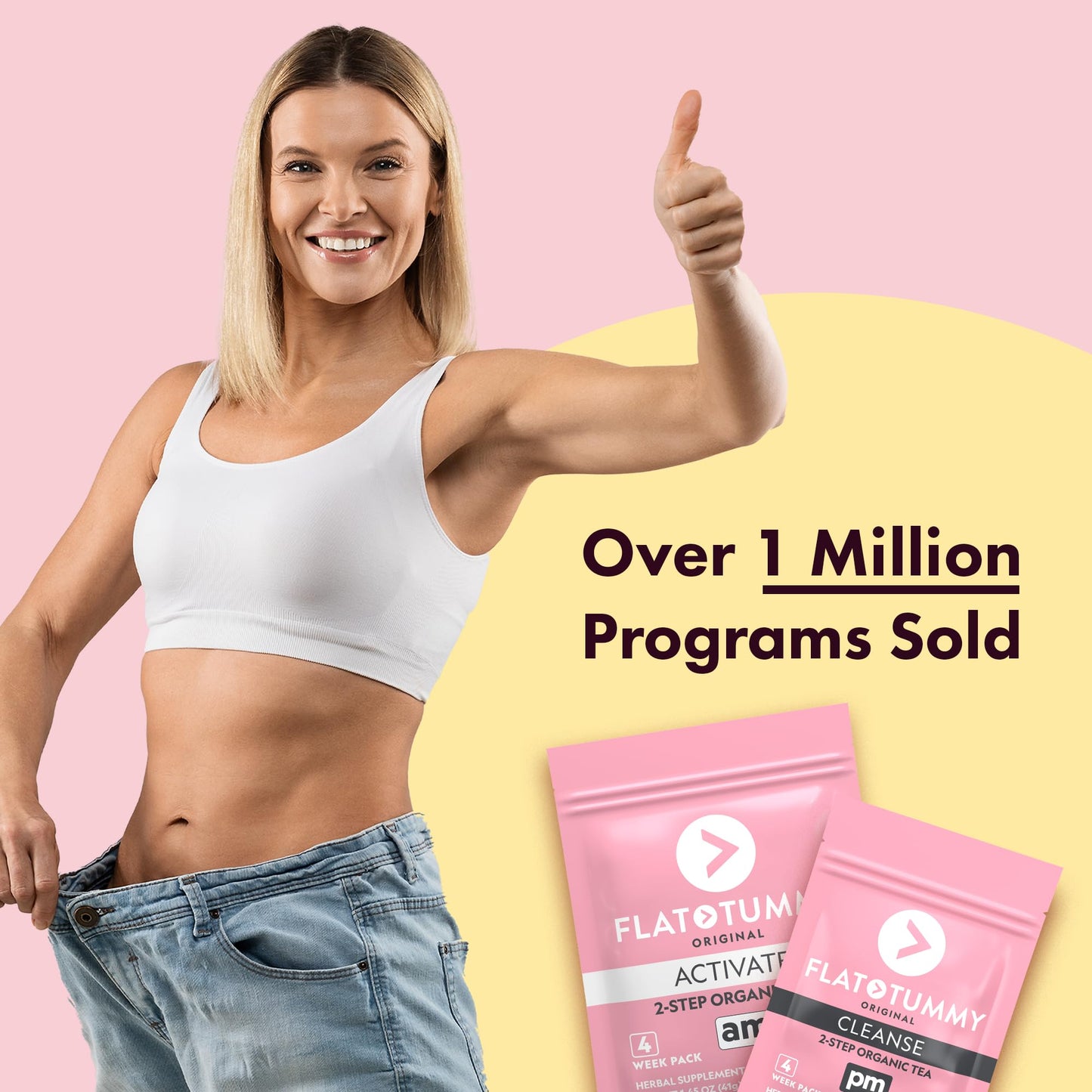 Flat Tummy Tea – 2-step, 4 Week Program – Detox Tea to Boost Energy & Reduce Bloating* - All Natural Detox Cleanse w/ Green Tea, Lemon Balm, Dandelion