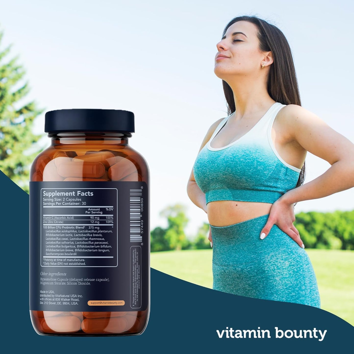 Vitamin Bounty Pro-100 Probiotic 100 Billion CFU - 13 Strains for Digestive Health & Immune Support - High Potency Probiotics for Women & Men
