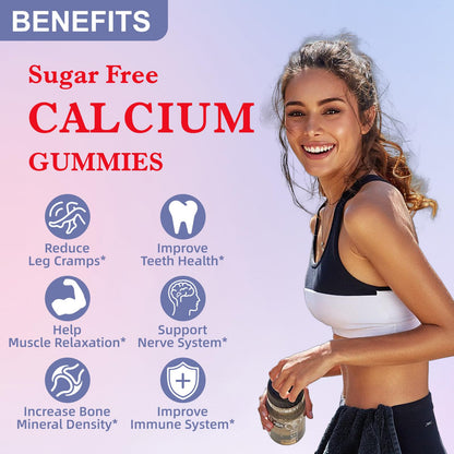 Calcium Citrate Gummies, Chewable 1200mg Calcium Gummies for Women & Men, Calcium Supplement for Muscle & Immune Support,
