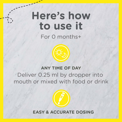 Zarbee's Vitamin D Drops for Infants, 400IU (10mcg) Baby & Toddler Liquid Supplement, Newborn & Up, Dropper Syringe Included, 0.47 Fl Oz