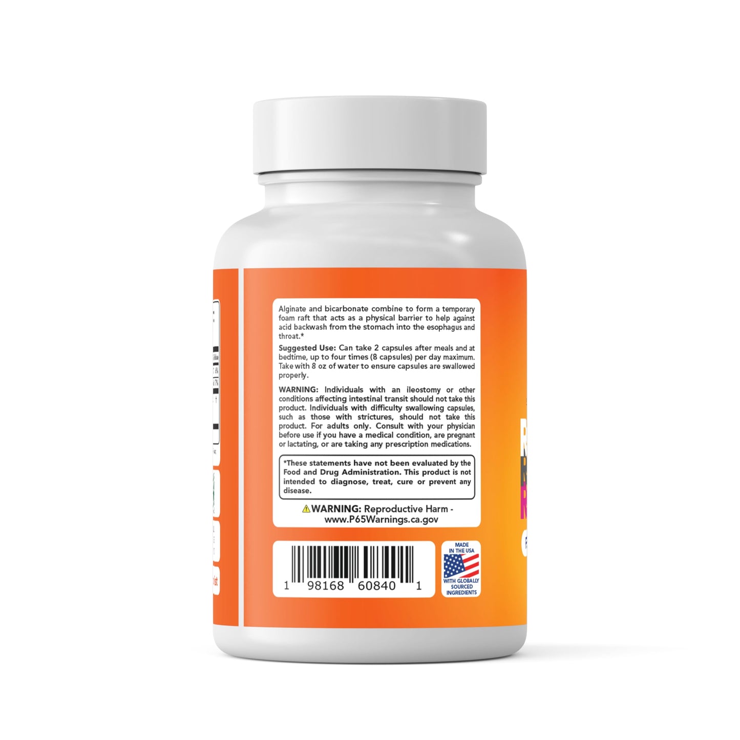 Nutritist Refluxter Sodium Alginate Capsules – Natural Acid Reflux & GERD Relief Supplement. Supports LPR, Silent Reflux, Heartburn, Indigestion