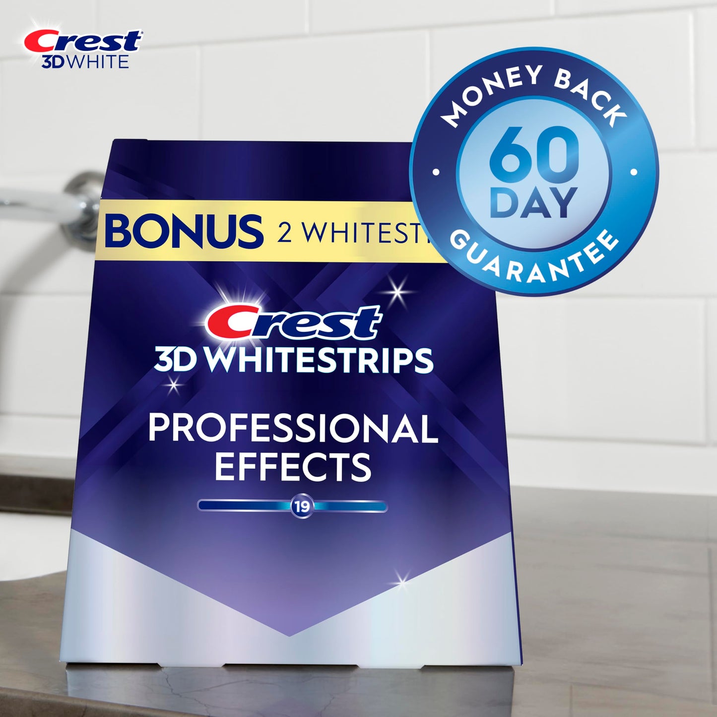 Crest 3D Whitestrips Professional Effects – Teeth Whitening Kit, 22 Treatments (20 + 2 Bonus), Each with 1 Upper/1Lower, 44 Strips