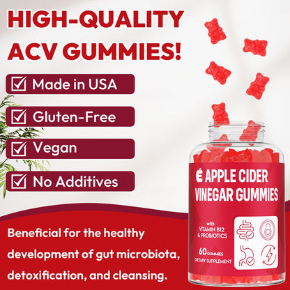 Apple Cider Vinegar Gummies 2000mg, Keto ACV Gummies with Probiotics, Keto Support & B12, Apple Cider Vinegar with Mother for Digestion, Metabolism,